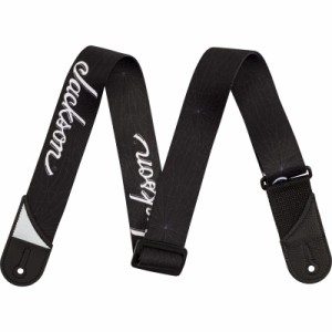 Jackson White Logo Strap, Black, 2" ギターストラップ〈ジャクソン〉