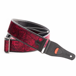 RightOn! STRAPS T-PAISLEY VELVET Red ギター/ベース用ストラップ〈ライトオン！ストラップス〉