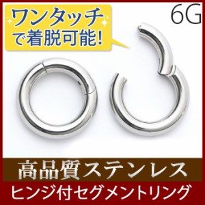 ボディピアス 6G セグメント リング  ピアス フープ ワンタッチ サージカルステンレス ボディーピアス 軟骨ピアス 金属 アレルギー シル