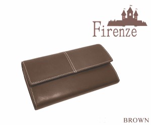 [定形外郵便発送] ★Firenze フィレンツェ★ 本革長財布 ヴィンテージ調アコーディオンロングウォレット ブラウン茶色★高級牛革ウォレッ