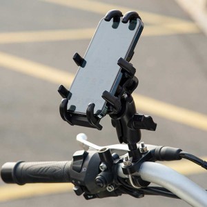 【8爪固定振動吸収式 】バイク用スマホホルダー 携帯ホルダー 4.7-7.1インチ スマホ対応 自転車 スタンド 原付 ハンドル 360°回転可能/