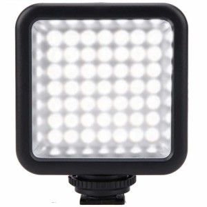 ビデオ カメラ用ライト 小型 49 LED 撮影ライト 単三2個乾電池式 白色光 光度調節 コールドシューマウント付き