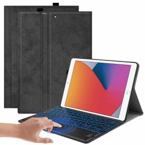 iPad 10.2 第9世代 2021 Pro10.5/Air3 トラックパット Bluetooth キーボード ペンホルダー バックライト 布柄ケース (トラックパッド利用