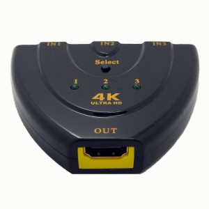 【送料無料】 4K対応セレクタ HDMI切替器 ー 分配器 3HDMI to HDMI（メス→メス） 4Kx2K/3D/1080P対応 V1.4 電源不要 自動認識 3ポート