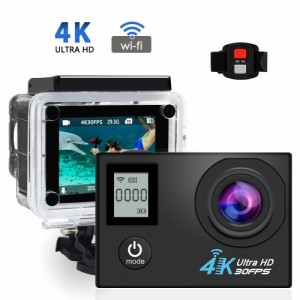 【送料無料】 スポーツ カメラ 4K WIFI搭載 アクションカメラ 液晶ディスプレイ HD 170度広角レンズ 30m 防水 1200万画素 極限運動記録 