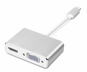 【送料無料】 USB Type-C to HDMI/VGA変換アダプター 映像変換 HDMI4K出力可能 設定不要 2015 MacBook/2016 MacBookなどに対応