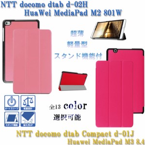 NTT docomo dtab Compact d-01J / dtab d-02H / d-02k マグネット開閉式 スタンド機能付き　三つ折 カバー