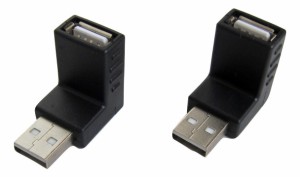 【送料無料】USB変換アダプター 90度 下向き (タイプA オス-タイプA メス) 2個セット