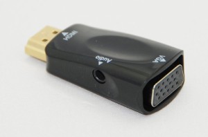 【送料無料】HDMI to VGA アダプタ☆（オスーメス）3.5mm音声出力付☆HDMI信号ををVGA出力信号に変換するアダプター音声出力付 