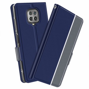 Xiaomi Redmi Note 9S スマホケース 手帳型 ツートーンカラー ストラップ付き マグネット開閉 カード収納 レッドミーノート9S