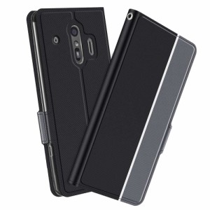 Docomo らくらくスマートフォン me F-01L / F-42A スマホケース 手帳型 ツートンカラー ストラップ付き マグネット ポケット