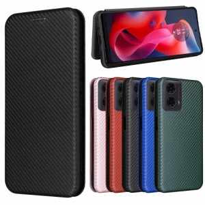 モトローラ モト Motorola moto g24 / moto g04 兼用 スマホケース 手帳型 カーボンデザイン TPU マグネット式 カード収納