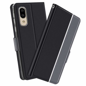 SoftBank シンプルスマホ6 / BASIO active vs スマホケース 手帳型 ツートーンカラー ストラップ付き ポケット収納