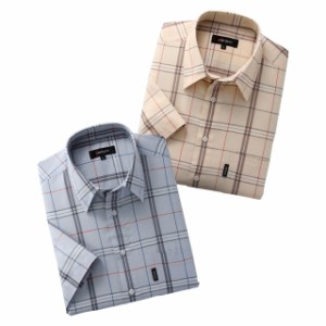 〈ピエルッチ〉タータンチェック半袖シャツ2色組(同サイズ) 綿混 タータンチェック カジュアルシャツ 半袖 半袖シャツ メンズ