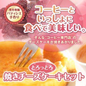 【澤井珈琲】送料無料　コーヒー専門店のパテシエ手作り 手作り焼きチーズケーキセット