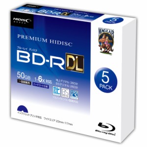 BD-R DL 録画用 50GB 5枚入り スリムケース付き インクジェットプリンター対応 HIDISC HDVBR50RP5SC/1038ｘ１個