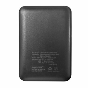 送料無料 モバイルバッテリー 世界最小クラス 10000mAh PSEマーク有 HIDISC 黒色 HD2-MBTC10000BK/2070ｘ１本