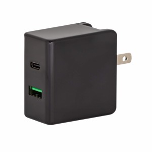 送料無料メール便 箱破棄 AC-USBアダプタ 2ポート PD対応 USBCケーブル1m 18W出力対応 USB Power Delivery対応 グリーンハウス ブラック 