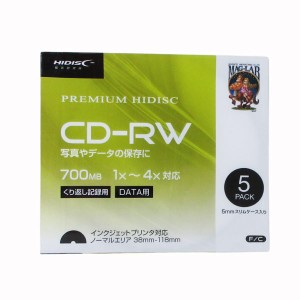 CD-RW 繰り返しデータ用 1-4倍速 5mmスリムケース入り5枚パック HIDISC HDCRW80YP5SC/0737ｘ１個