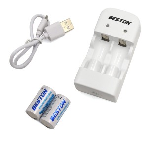 送料無料メール便  CR123A 2個付き USB充電器(CR2 CR123A兼用 充電器）3211ｘ２台セット/卸