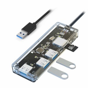 SDカードリーダー＆USB3.0 3ポート ハブ スケルトンUSB3.2Gen1対応 美和蔵 MPC-HU3PU3CR-R/1321ｘ１台