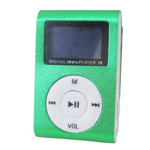 MP3プレーヤー アルミ LCDスクリーン付き クリップ microSD式 MP3プレイヤー グリーンｘ２台セット/卸