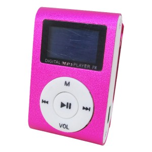 MP3プレーヤー アルミ LCDスクリーン付き クリップ microSD式 MP3プレイヤー ピンクｘ１台