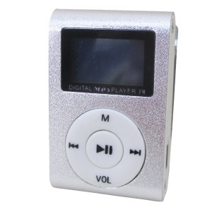 MP3プレーヤー アルミ  LCDスクリーン付き クリップ microSD式 MP3プレイヤー シルバーｘ１台