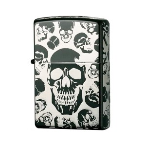 送料無料 ジッポー オイルライター スカル柄 MOSH SKULL マットブラック×シルバー2BKS-5SKL/9130