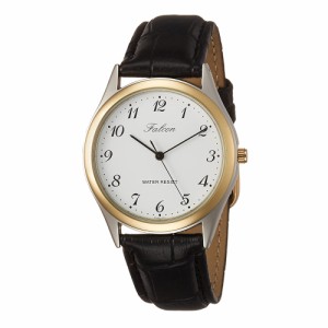 シチズン ファルコン 腕時計 日本製ムーブメント 革ベルト ホワイト/ブラック メンズ 紳士 QA66-504/9808