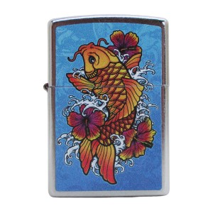 送料無料 ジッポー オイルライター USA Zippo 和柄シリーズ 昇り鯉 Z207-107667＆ギフトボックスセット（オイル＋フリント+BOX）