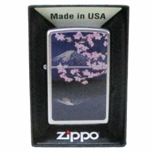 送料無料 ジッポー オイルライター USA Zippo 和柄シリーズ 富士 桜 SP-KF＆ギフトボックスセット（オイル＋フリント+BOX）