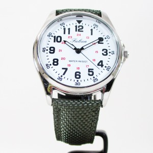 シチズン ファルコン 腕時計 日本製ムーブメント ナイロン/革ベルト オリーブ/白 QB38-304 メンズ 紳士/送料無料