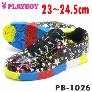PLAYBOY Bunny プレイボーイ レディース スニーカー PB-1026 ブラック おすすめプレイボーイスニーカー PB1026/92110266
