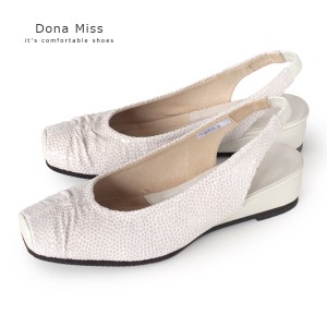 コンフォート パンプス バックベルト Dona Miss ドナミス 4009 アイボリー ワイズ 3E コンフォートシューズ レディース 靴 バックストラ 