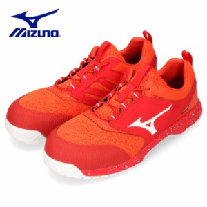 MIZUNO 安全靴 ミズノ オールマイティ ES31L メンズ スニーカー 軽量 通気性 耐久性 ワーキングシューズ F1GA190354 オレンジ×ホワイト 