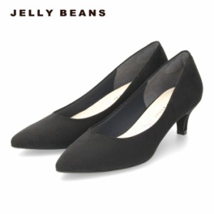 JELLY BEANS ジェリービーンズ パンプス レディース ふわさら 38603 ヒール ポインテッドトゥ 日本製 ミドルヒール ブラック スエード 大