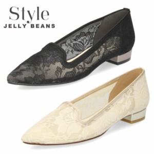 Style JELLY BEANS ジェリービーンズ パンプス ローヒール ポインテッドトゥ 113-01373 ブラック ライトベージュ レディース 靴 日本製 