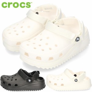 crocs クロックス サンダル レディース メンズ クラシックハイカークロッグ 206772-060 白 黒 厚底 ダブルストラップ バックストラップ 