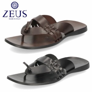 メンズ サンダル 本革 1717 NERO ブラック レザー 靴 カジュアル シューズ ZEUS ゼウス イタリア製