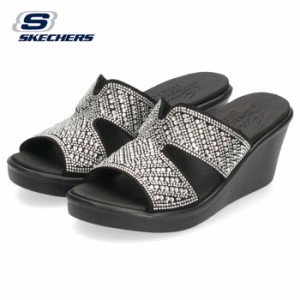 スケッチャーズ サンダル レディース ヒール ウェッジソール つっかけ SKECHERS RUMBLE ON-TOO HAUTE 119261 フットベッド 黒 ブラック