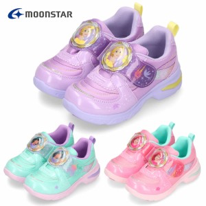 ムーンスター スニーカー キッズ 光る靴 女の子 ディズニー プリンセス 1326 パープル ミント ピンク 子供 靴 LED moonstar