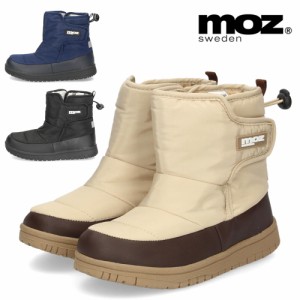 MOZ モズ キッズ ジュニア スノーブーツ 防寒 撥水 ボア ブラック 黒 ベージュ ブルー MZ-226214 暖かい 雪 冬 マジックテープ 軽量 靴 