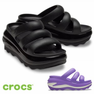 クロックス サンダル 厚底 レディース crocs ブラック 黒 ギャラクシー パープル メガ クラッシュ トリプル ストラップ 209842  履きやす