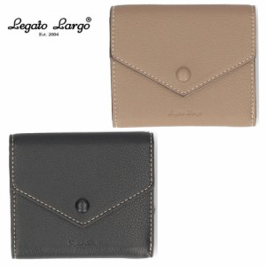 財布 レディース 二つ折り コンパクト くるみボタン スリム ブラック 黒 グレーベージュ レガートラルゴ Legato Largo LJ-X0162