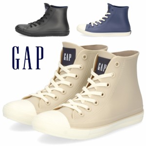 GAP スニーカー 防水 レインシューズ レディース 靴 ギャップ GPL22355 ブラック ベージュ ネイビー ゴムひも 履きやすい ハイカット 黒 