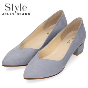STYLE JELLY BEANS ジェリービーンズ パンプス レディース 138-03526 ポインテッドトゥ スエード Vカット 金具ヒール 日本製 靴 ブルー