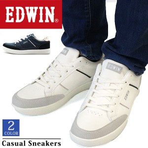 エドウィン メンズ 靴 スニーカー 白色 ホワイト 紺色 ネイビー 軽量 軽い サイドゴア 履きやすい ハンズフリー おしゃれ かっこいい 歩