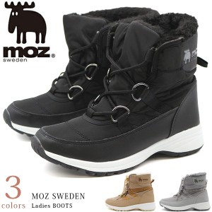 モズ MOZ ブーツ レディース 靴 長靴 ショートブーツ 黒 ブラック 撥水 雨 雪 冬 ショート丈 ミドル丈 歩きやすい あたたかい ボア 厚底 