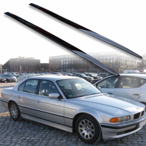 [FYRALIP] サイドエクステンション スポイラー アンダーフラップ BMW用 7シリーズ E38 セダン用 1994-2001 PU製 左右セット 艶あり黒 ブ